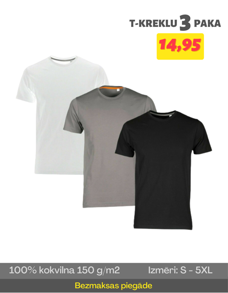 T-kreklu 3 paka vīriešiem