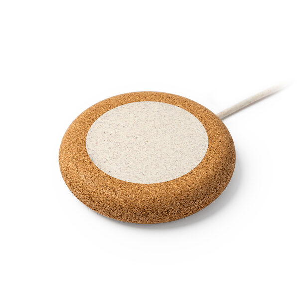 Bezvadu lādētājs ar dabīgā korķa korpusu un kviešu šķiedru, ar jaudu 5W Komplektā iekļauts kabelis