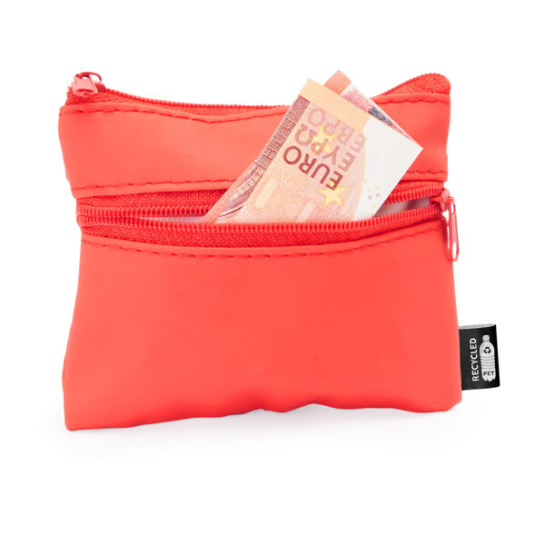 Maciņš ar 2 kabatām un pieskaņotiem rāvējslēdzējiem, izgatavots no mīkstas RPET mākslīgās ādas