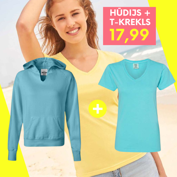 Hūdijs + T-krekls lagūnzilā krāsā