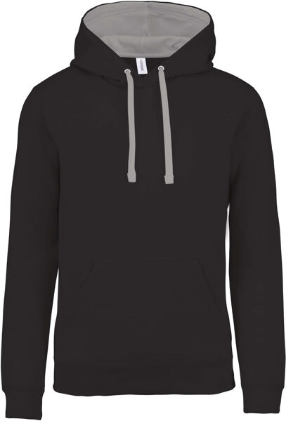 Vīriešu džemperis ar kapuci MELNS/PELĒKS