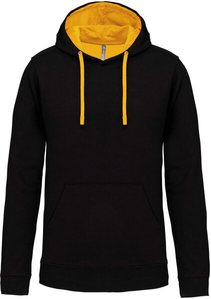 Vīriešu džemperis ar kapuci MELNS/DZELTENS