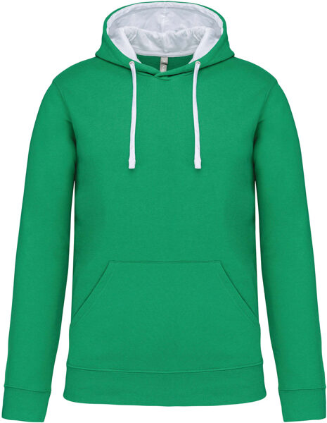 Vīriešu džemperis ar kapuci ZAĻŠ/BALTS