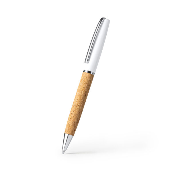 Pagriežama lodīšu pildspalvu ar korpusu no dabīgā korķa un tērauda