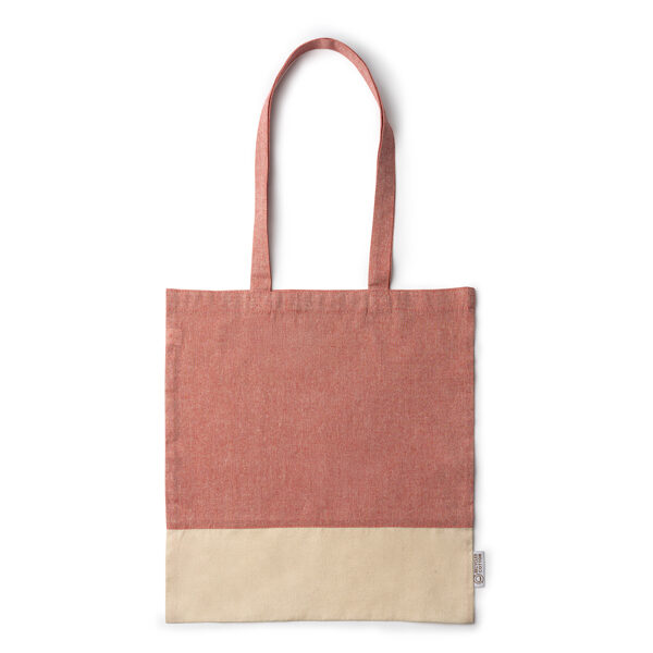 Pārstrādātas kokvilnas soma ar viršu apdares dizainu un 120 gsm dabīgo kokvilnu