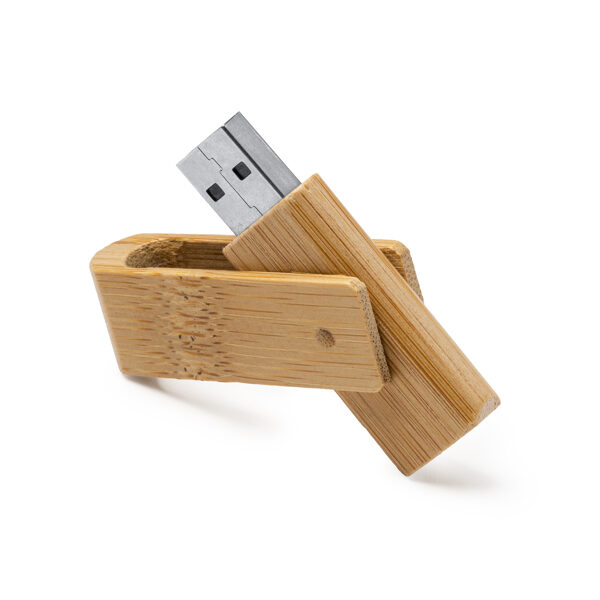 USB atmiņa ar korpusu un grozāmu klipsi, izgatavota no dabīgā bambusa