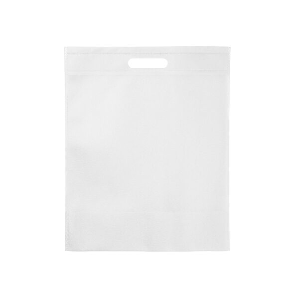 80 g/m² neausta materiāla maisiņš ar izturīgiem, izgrieztiem rokturiem un termiski apstrādātām malām