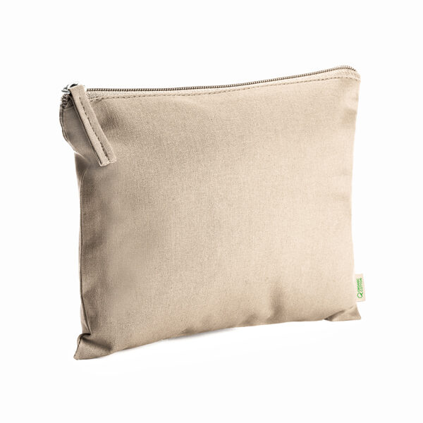 100 % 180 g/m² organiskās kokvilnas kosmētikas somiņa ar pieskaņotu rāvējslēdzēja vilcēju